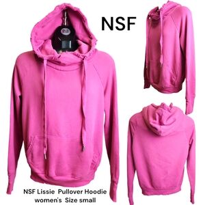 NSF Lissie Pullover Hoodie bubblegum pink distressed kangaroo pouch women's S